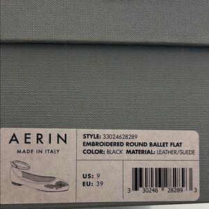 Aerin Black Suede Embroidered Flats